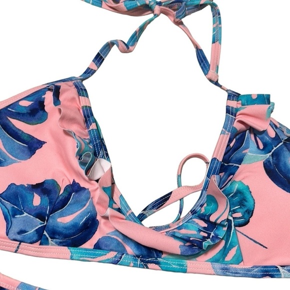 Cupshe Tropical Ruffle Halter High-Waisted Bikini Size XL NWT - Picture 9 of 11